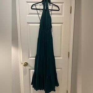 Green Satin floor length dress